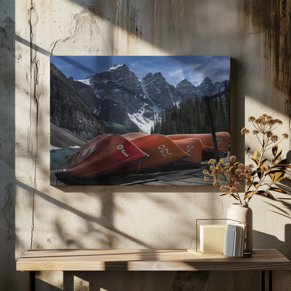 Wall art Four peaks-48X36inches-In Black Floating Frame