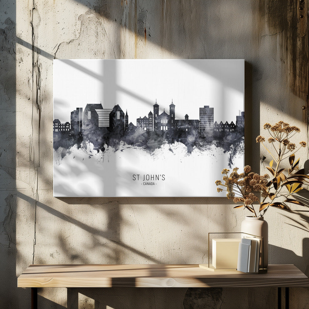 Wall art St John's Canada Skyline-48X36inches-In Black Floating Frame