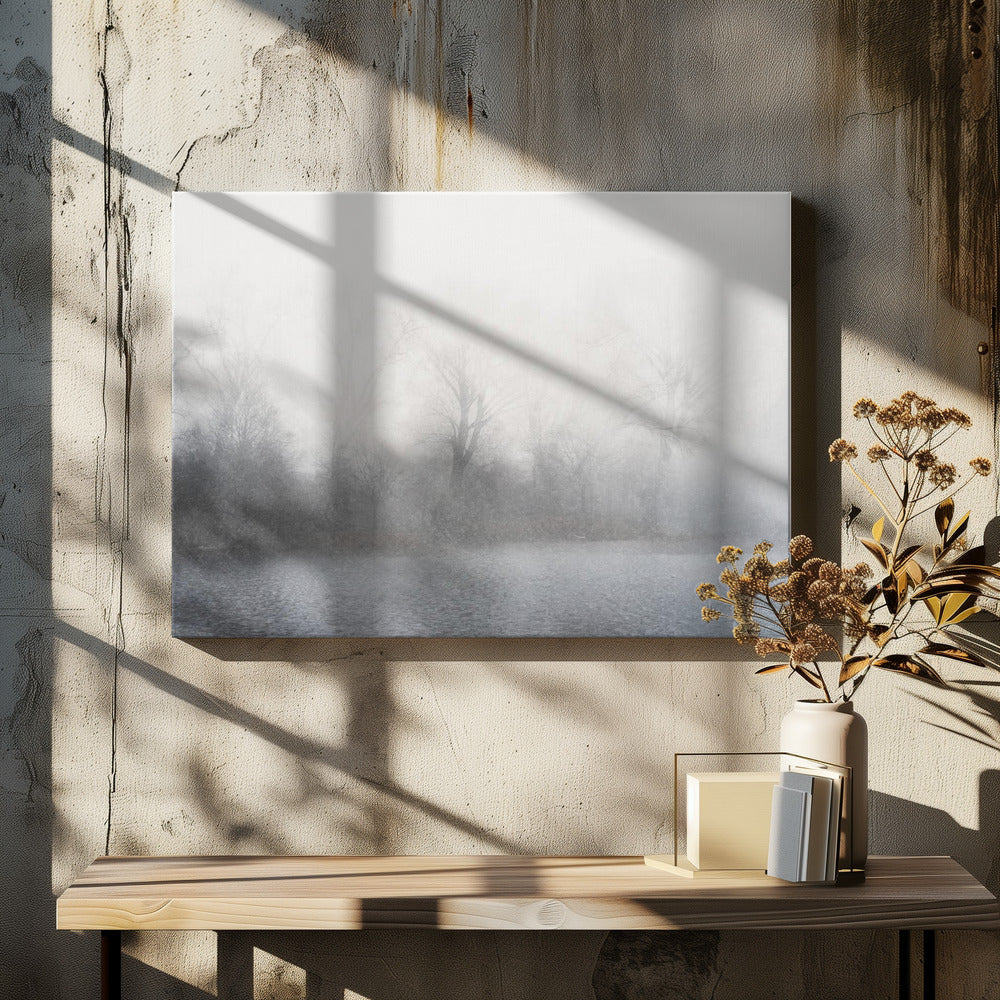 Artwork- Misty landscape-36X24inches-In White Floating Frame