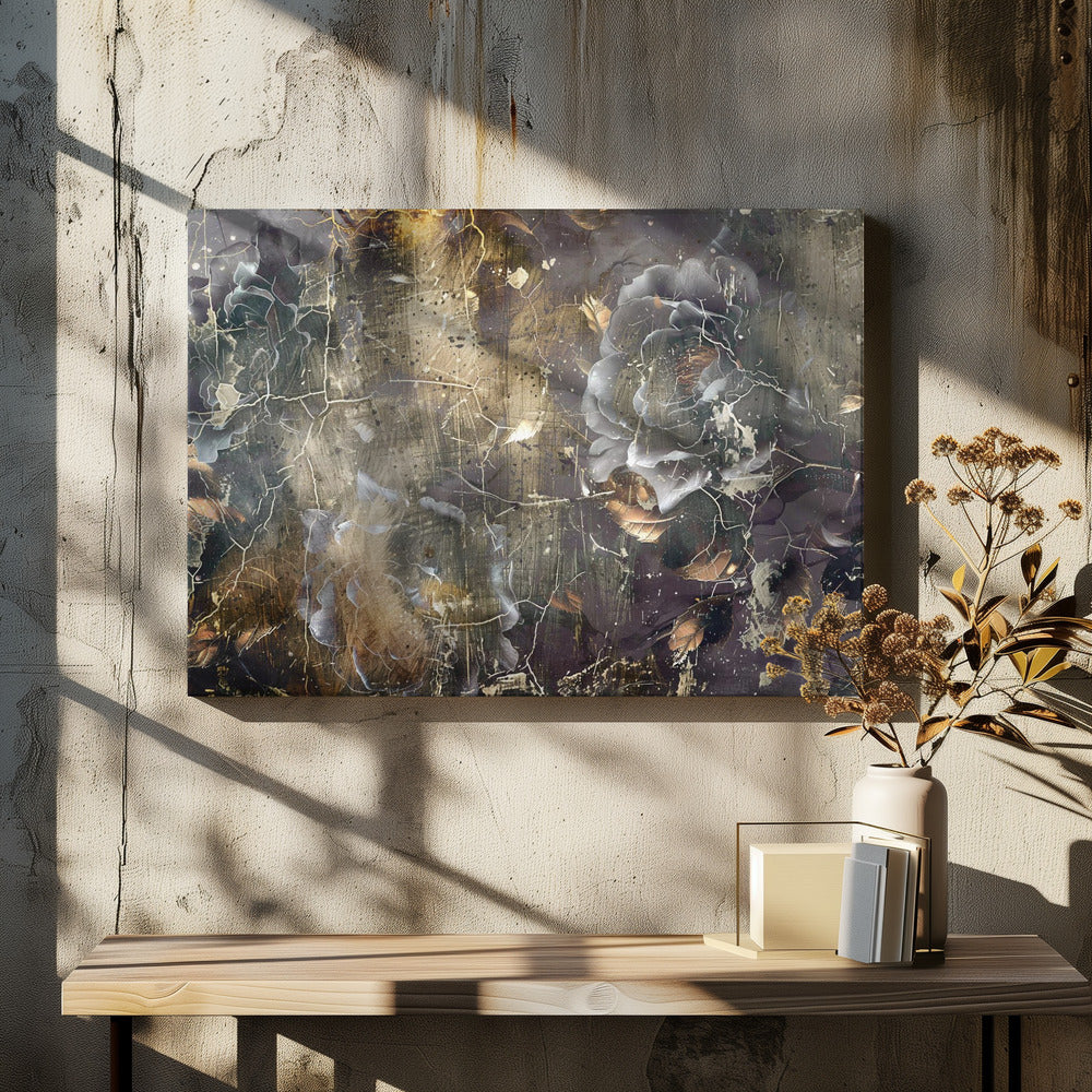 Artwork Floral Vintage Art Illustration 2048X36inches- Black Frame