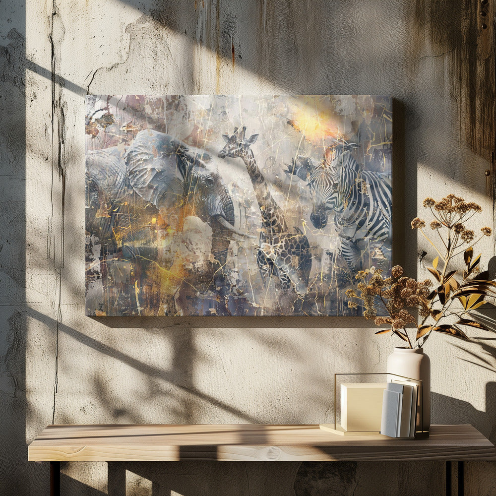 African Art Illustration Wallart 114 Wall Artwork In Black Floating Frame