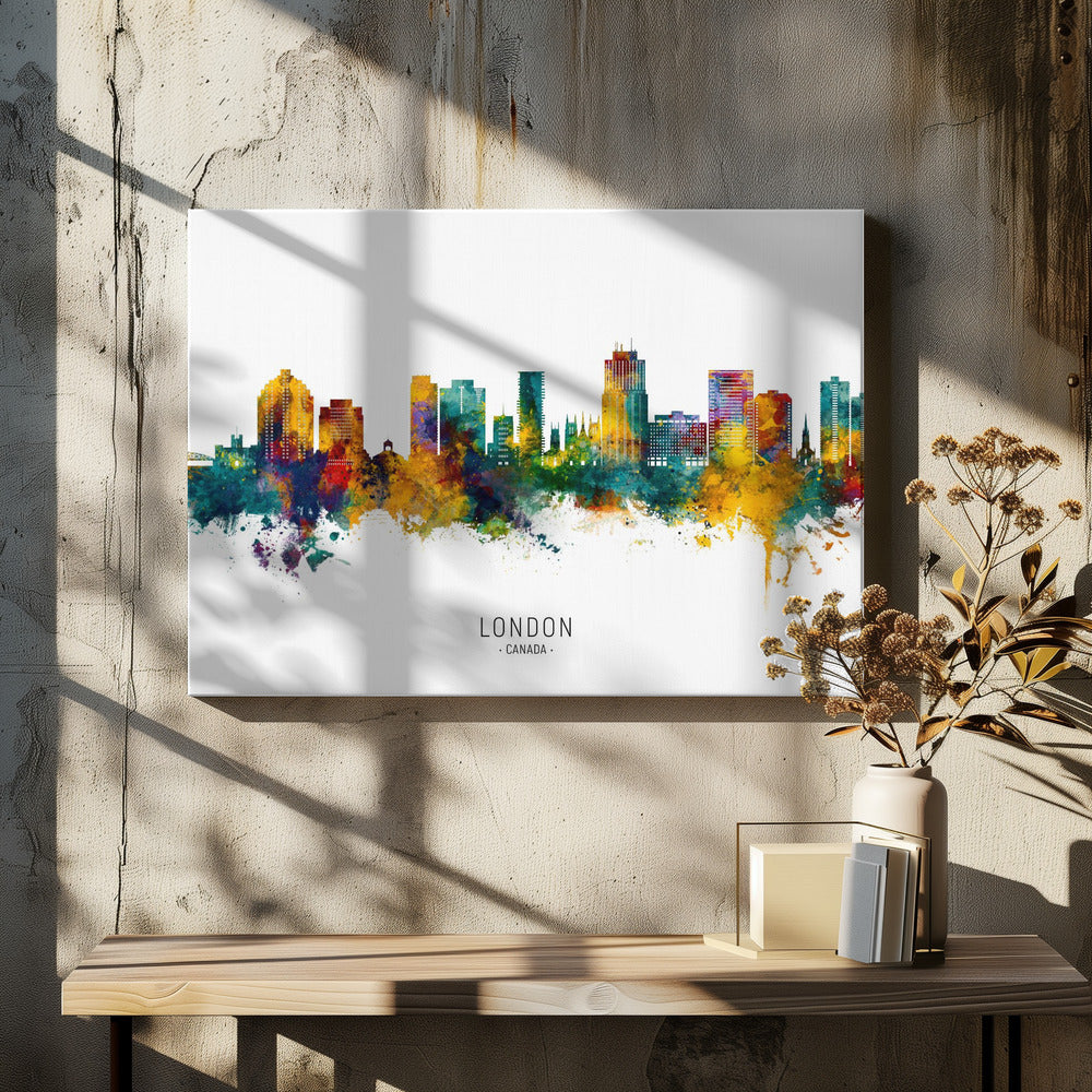 Wall art London Canada Skyline-48X36inches-In Black Floating Frame