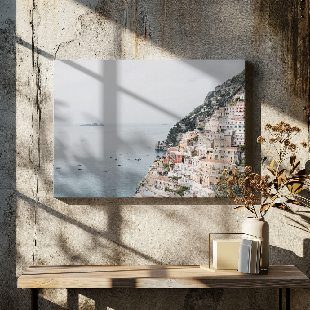 Artwork Positano at the Amalfi Coast48X36inches- Black Frame