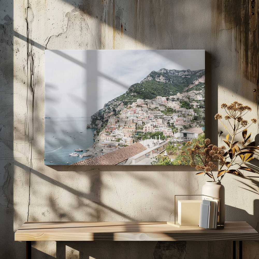 Artwork Positano at the Amalfi Coast48X36inches- Black Frame