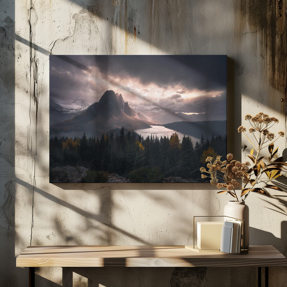 Wall art Assiniboine in Snow-48X36inches-In Black Floating Frame