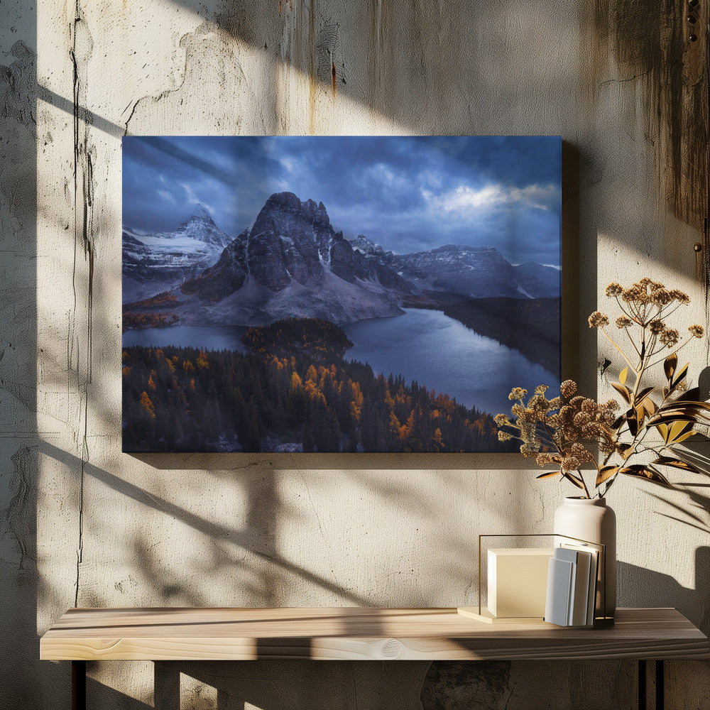 Wall art Mt Assiniboine: Amidst A Snow Storm-48X36inches-In Black Floating Frame