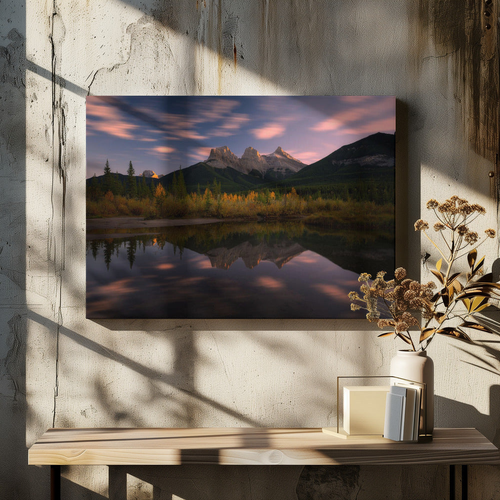 Wall art Three Sisters and A Little Brother-48X36inches-In Black Floating Frame