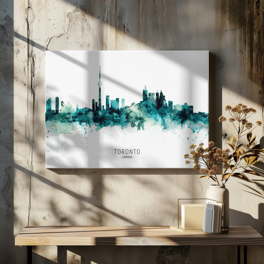 Wall art Toronto Canada Skyline-48X36inches-In Black Floating Frame