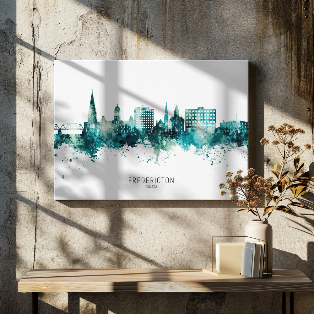 Wall art Fredericton Canada Skyline-48X36inches-In Black Floating Frame