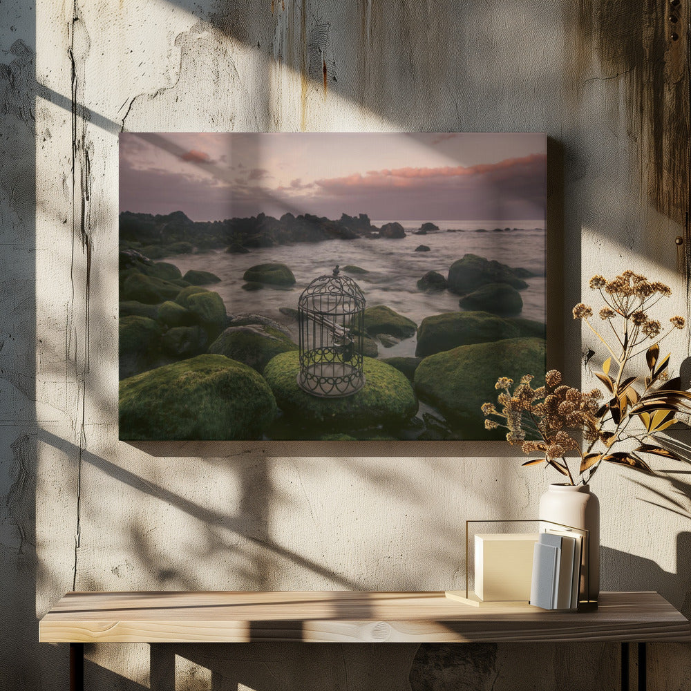 Wall art Free yourself!-48X36inches-In Black Floating Frame