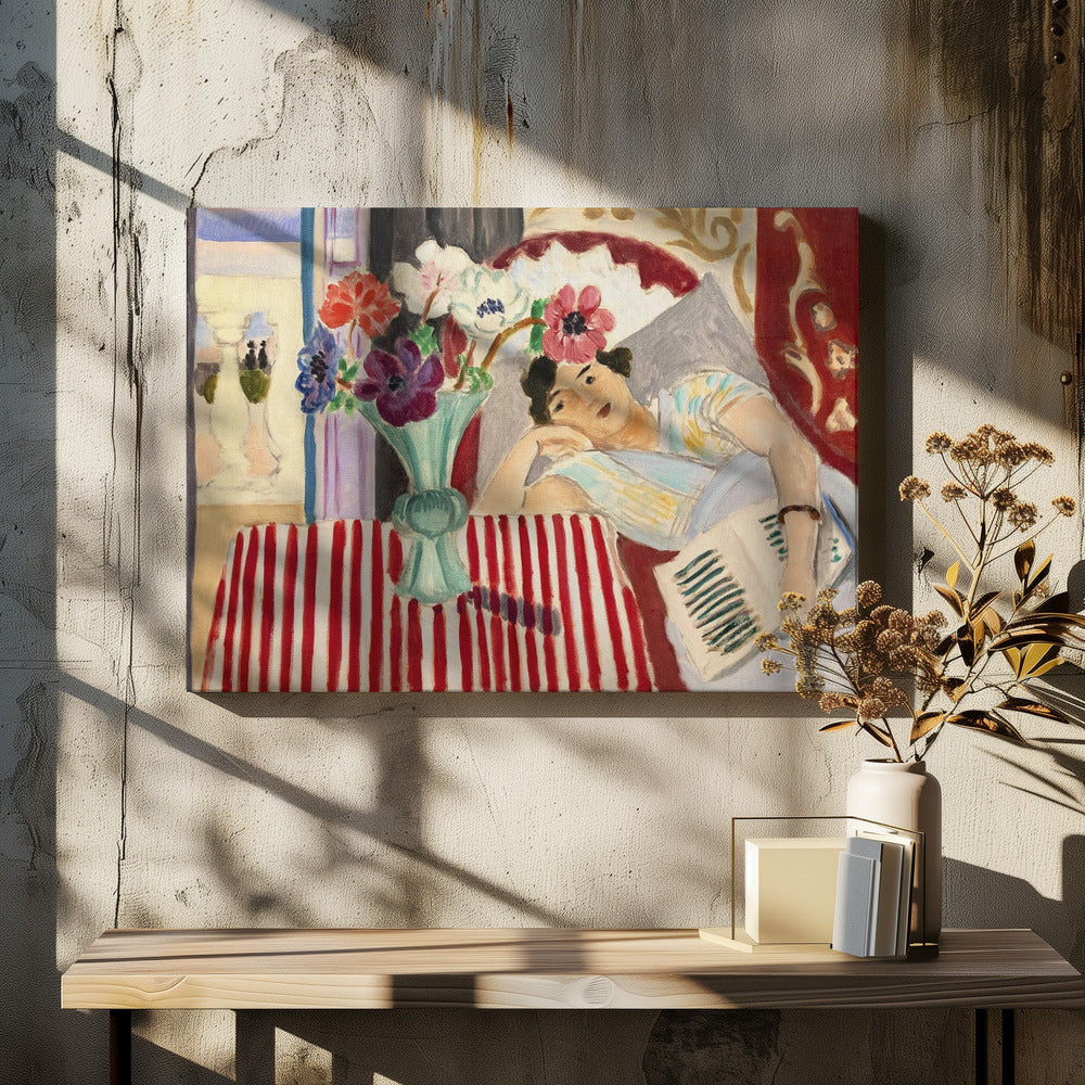 Artwork Femme Et Anémones 36X24-inches