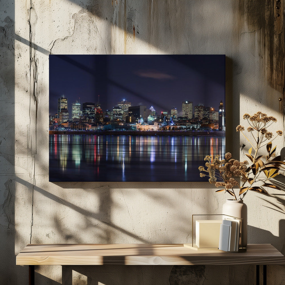 Artwork Montreal Night48X36inches- Black Frame