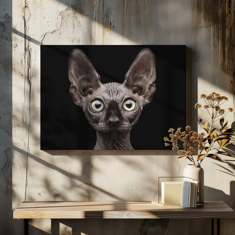 Artwork Sphynx Cat48X36inches- Black Frame