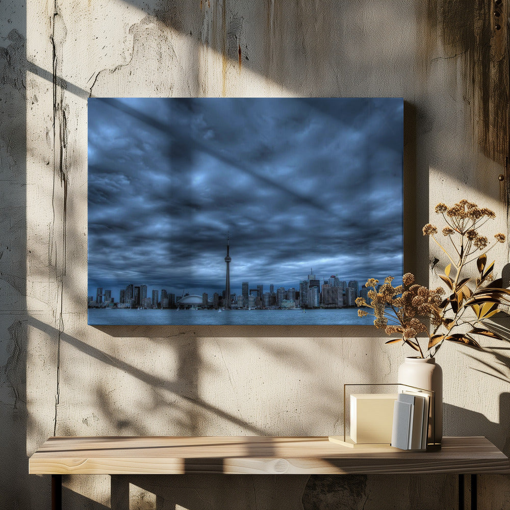 Toronto blue Wall Artwork In White Floating Frame