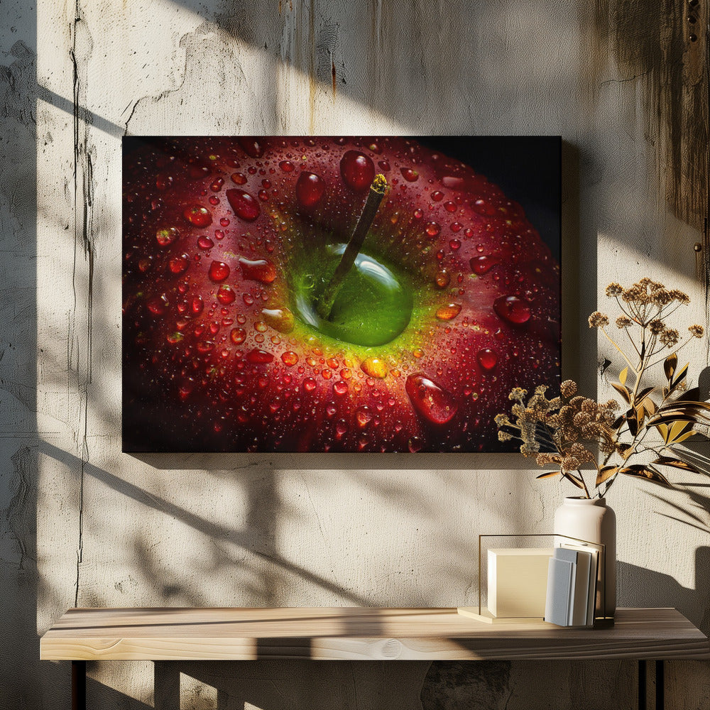 Artwork Red Apple. Food48X36inches- Black Frame