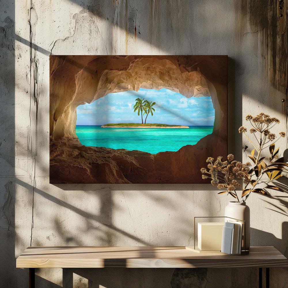 Paradise Wall Artwork In Black Floating Frame
