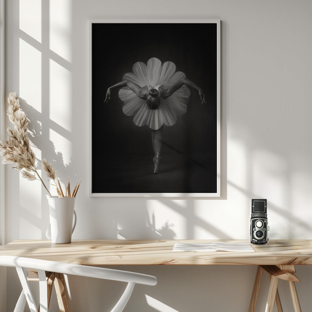 Floral Ballet Wall Artwork In White Floating Frame