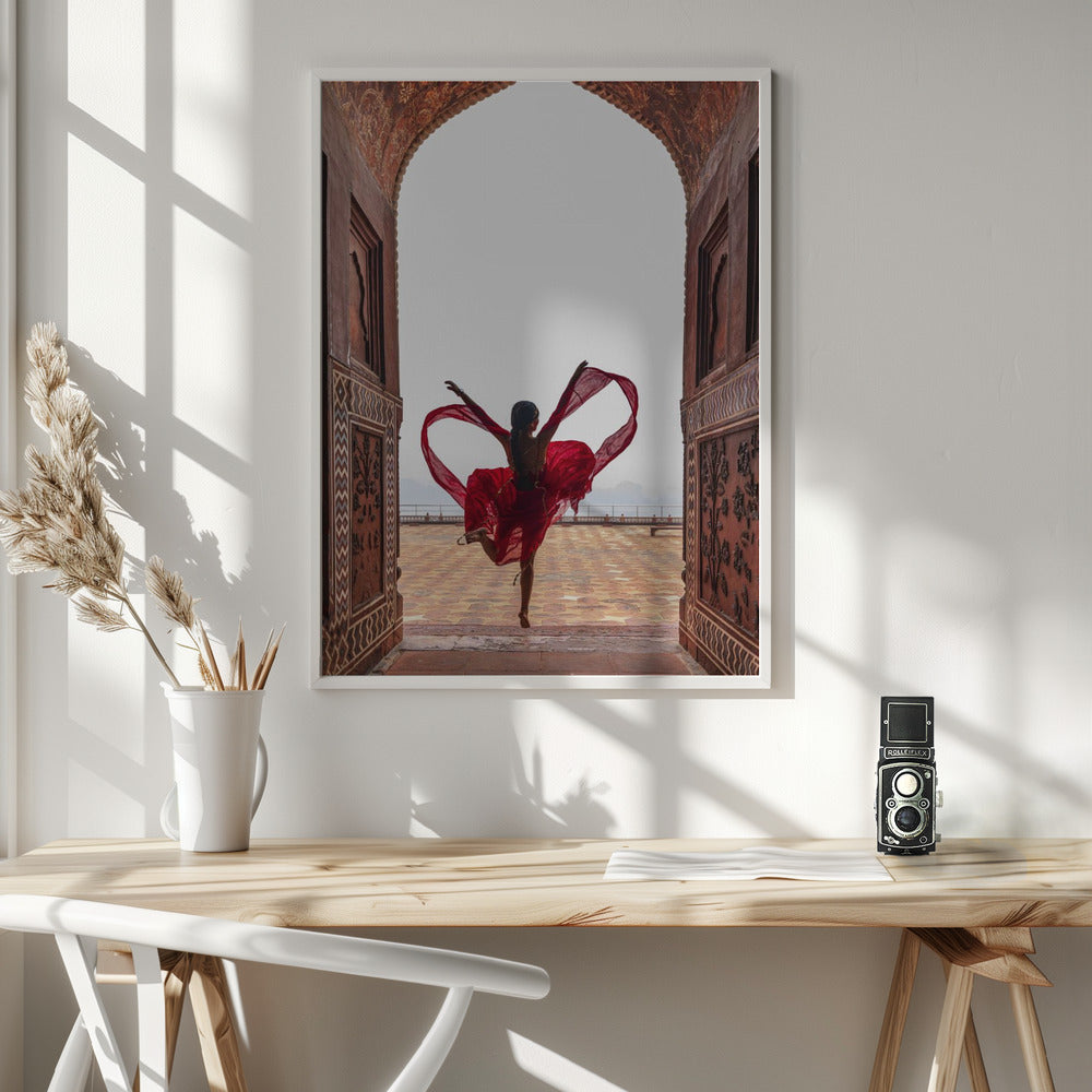 Taj Mahal's Heart- Wall Artwork In White Floating Frame