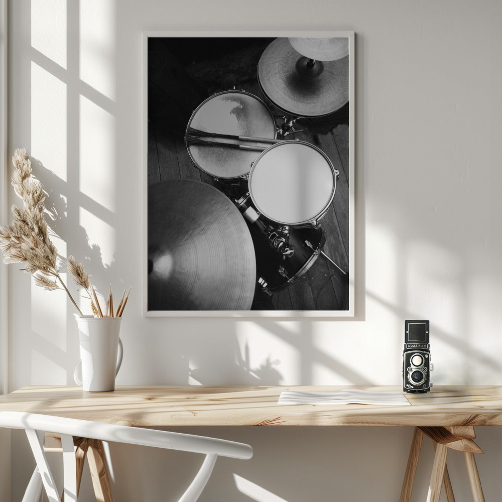 Artwork- Drums-24X36inches-In White Floating Frame