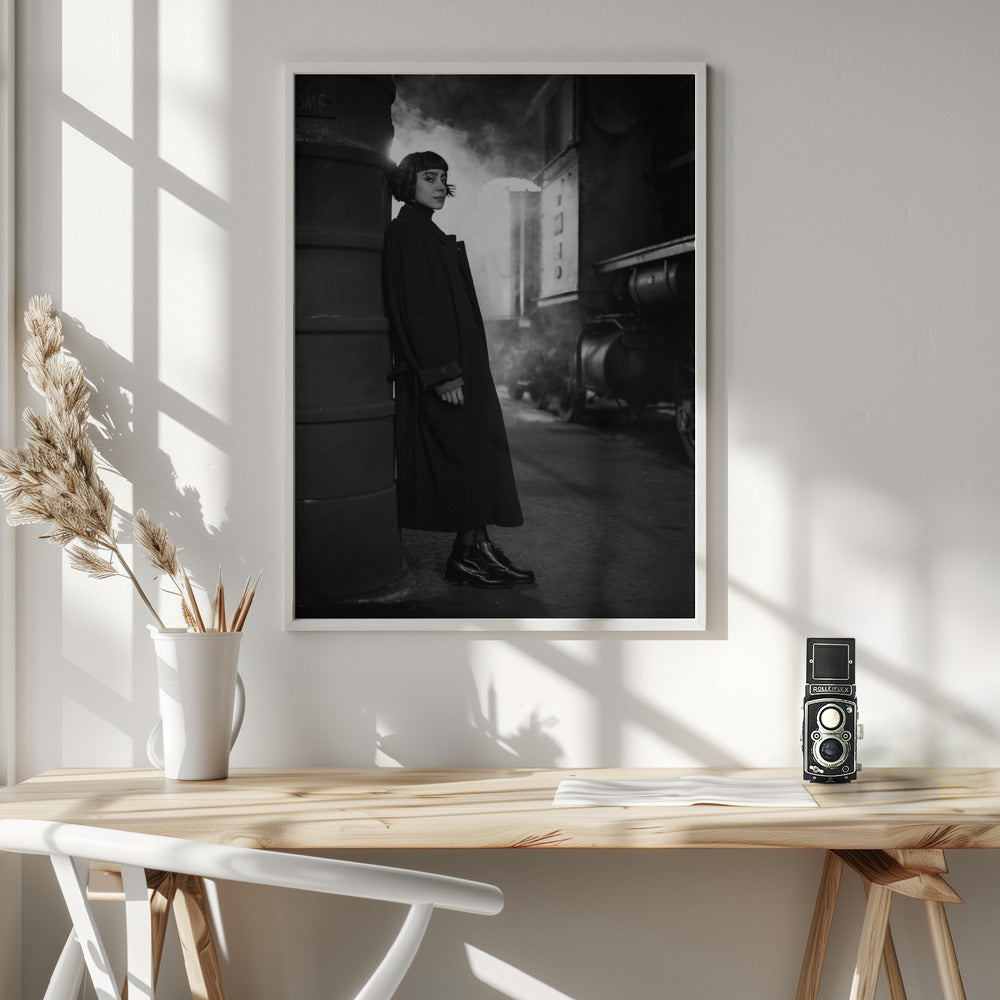 Artwork- Waiting.....-24X36inches-In White Floating Frame