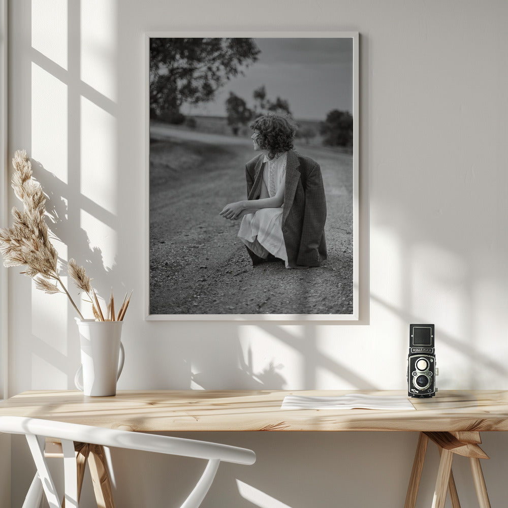 Artwork- The road-24X36inches-In White Floating Frame