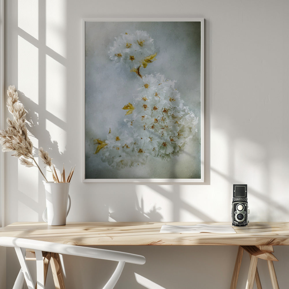 Cherry blossoms Wall Artwork In White Floating Frame