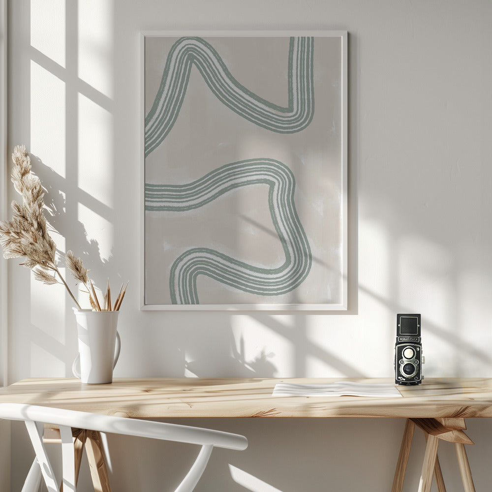 Abstracto Twist Wall Artwork In White Floating Frame