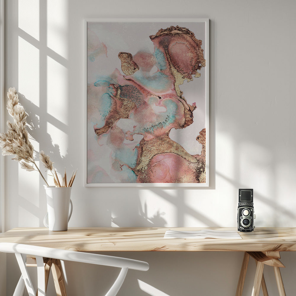 Pretty Ink Wall Artwork In White Floating Frame