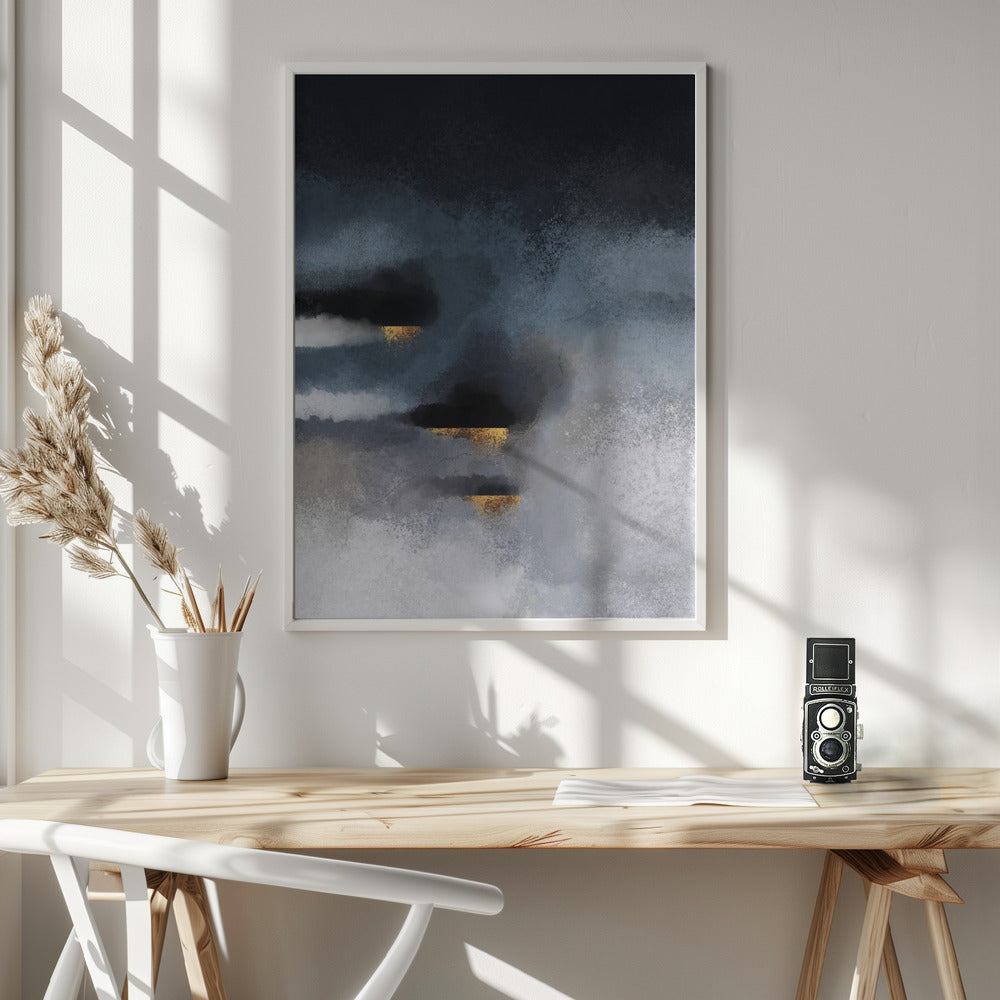 Cloudburst Wall Artwork In White Floating Frame