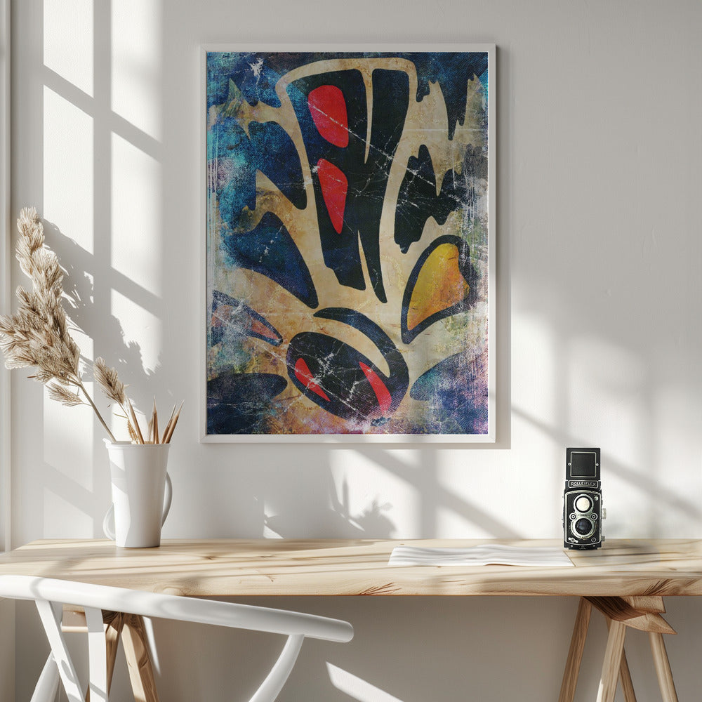 The abstraction Wall Artwork In White Floating Frame