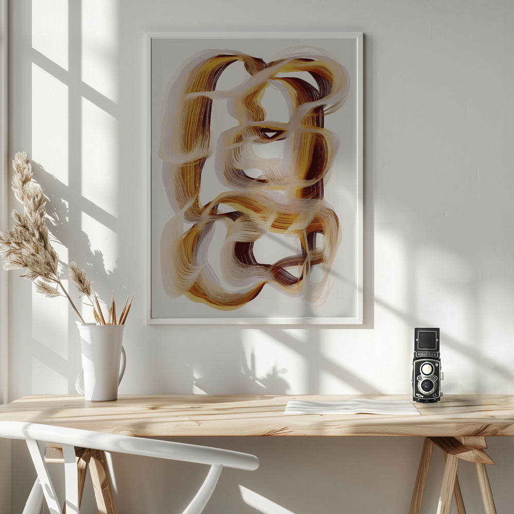 Caramel Wall Artwork In White Floating Frame