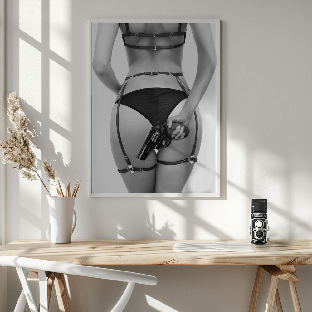 Love's A Loaded Gun Wall Artwork In White Floating Frame
