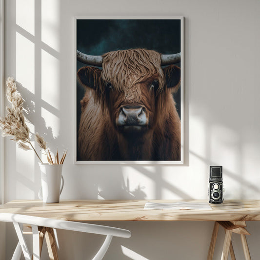 Highland Cow Wall Artwork In Black Floating Frame
