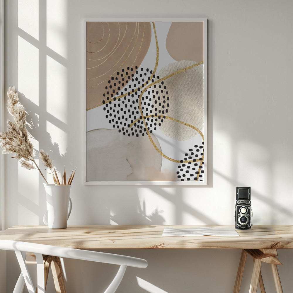 Jealous Beige-3 Wall Artwork In White Floating Frame