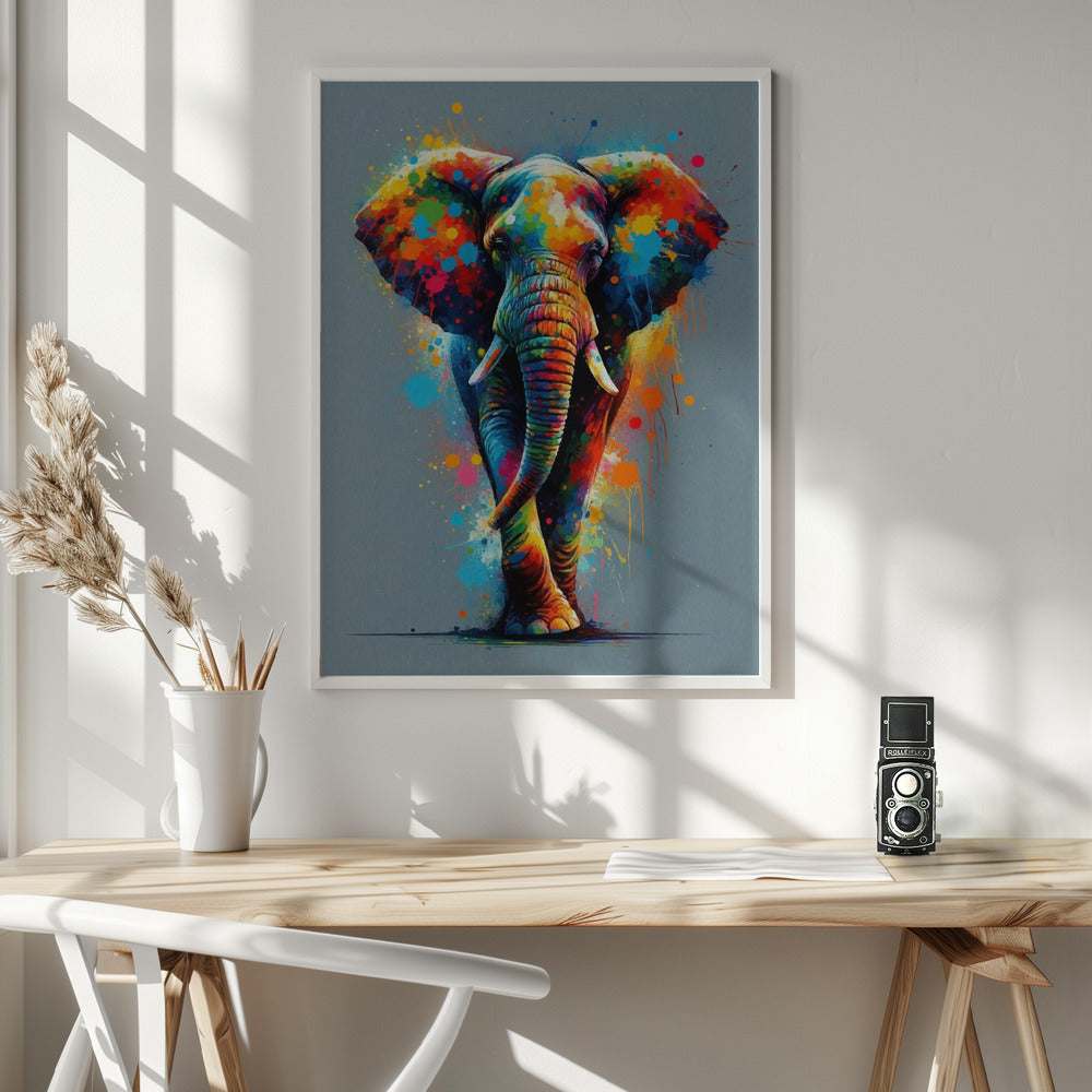 Artwork The Elephant36X48inches- White Frame