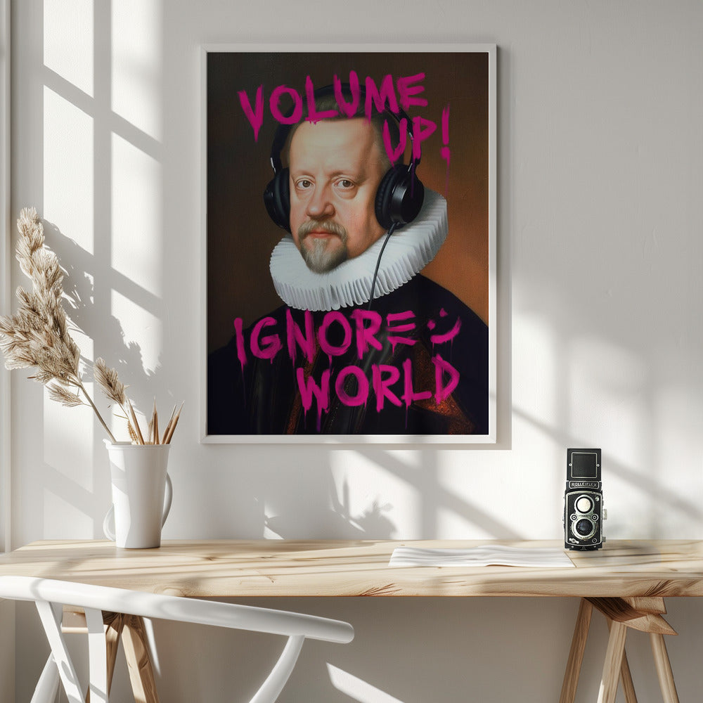Volume Up Wall Artwork In White Floating Frame