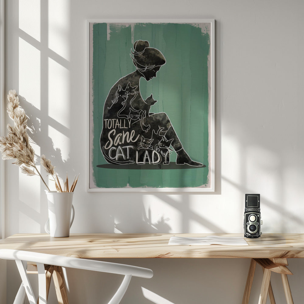 canvas prints Totally Sane Cat Lady36X48inches- White Frame
