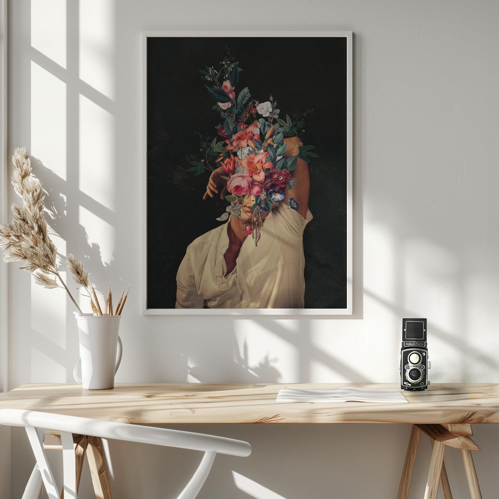 Roses Bloomed Everytime I Thought of You Wall Artwork In White Floating Frame