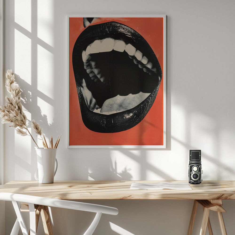 The Mouth Wall Artwork In White Floating Frame