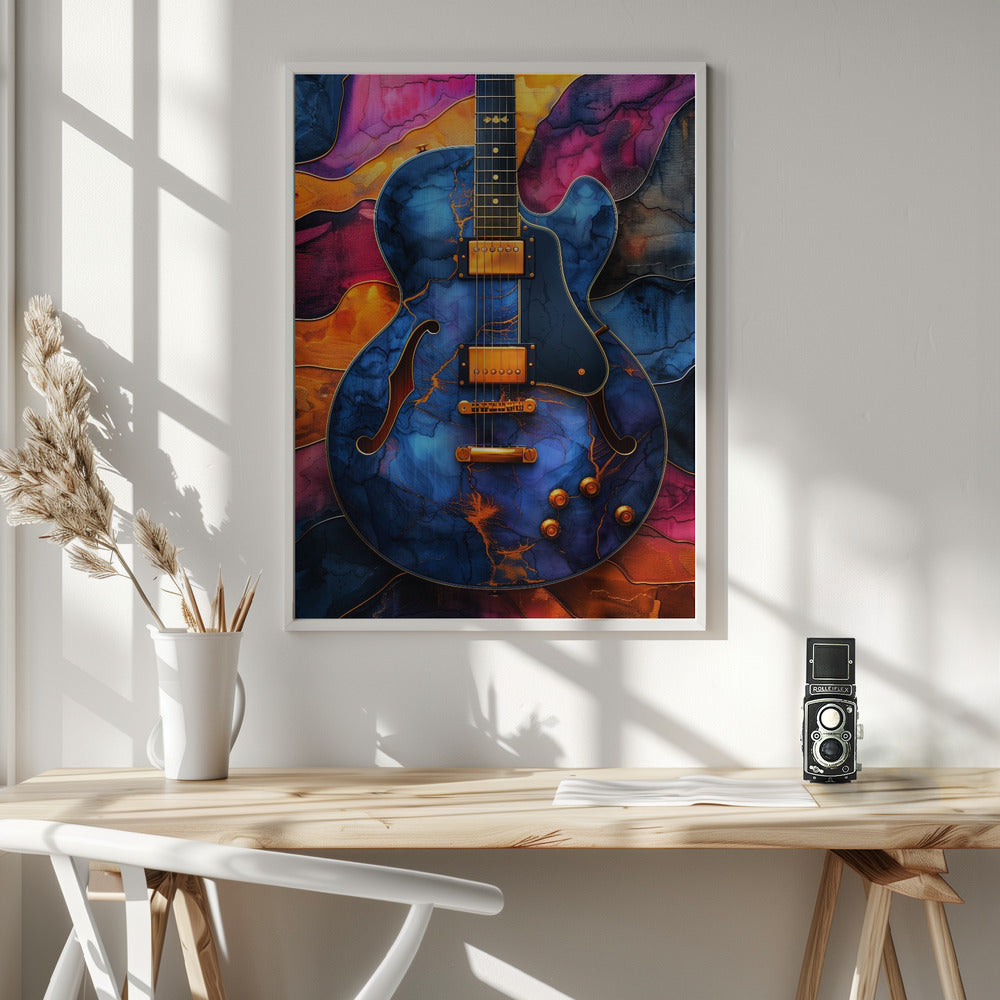 Music Guitar 9 Wall Artwork In White Floating Frame