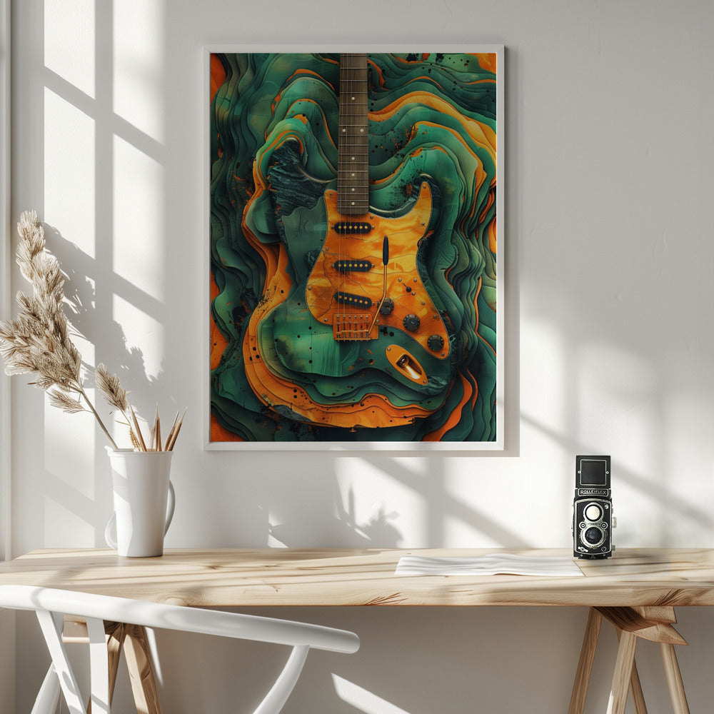 Music Guitar 8 Wall Artwork In White Floating Frame