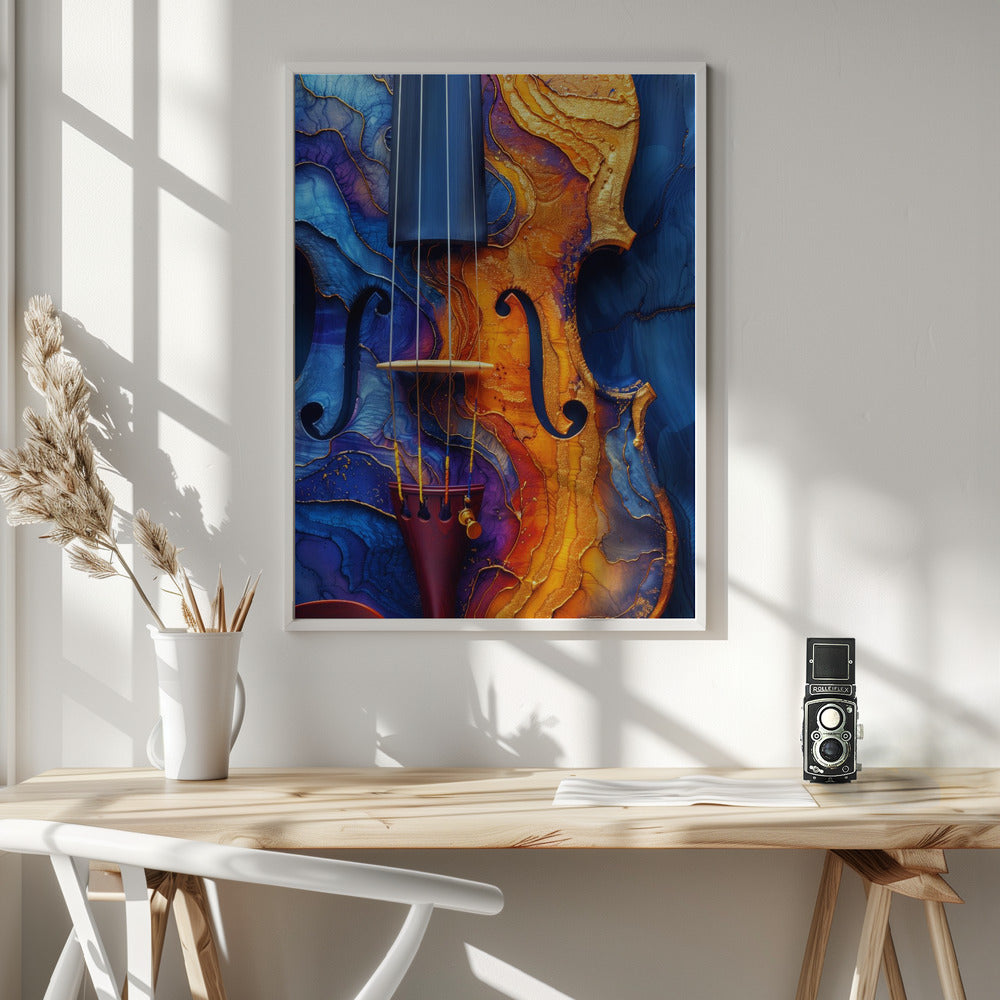 Music Violin 2--Poster Music Wall Artwork In White Floating Frame