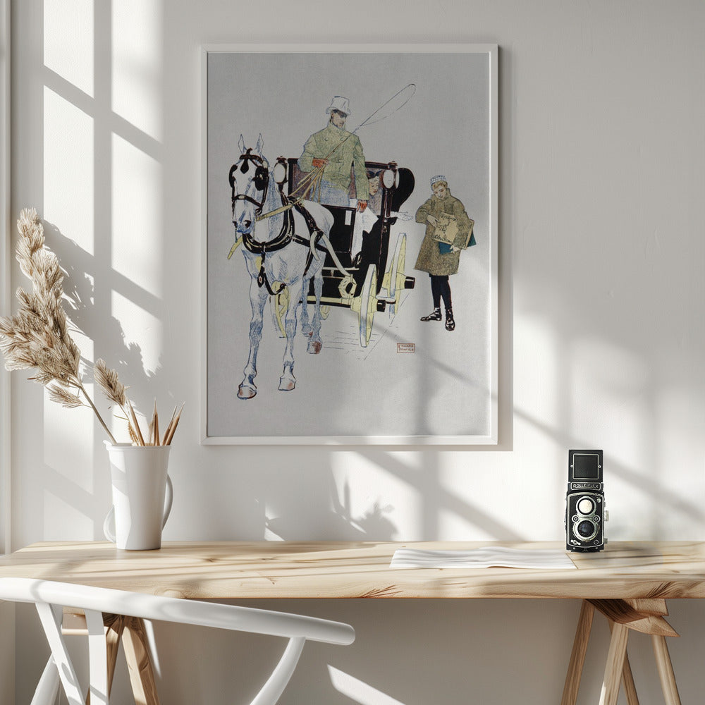 Vintage Carriage (1893) Wall Artwork In White Floating Fame