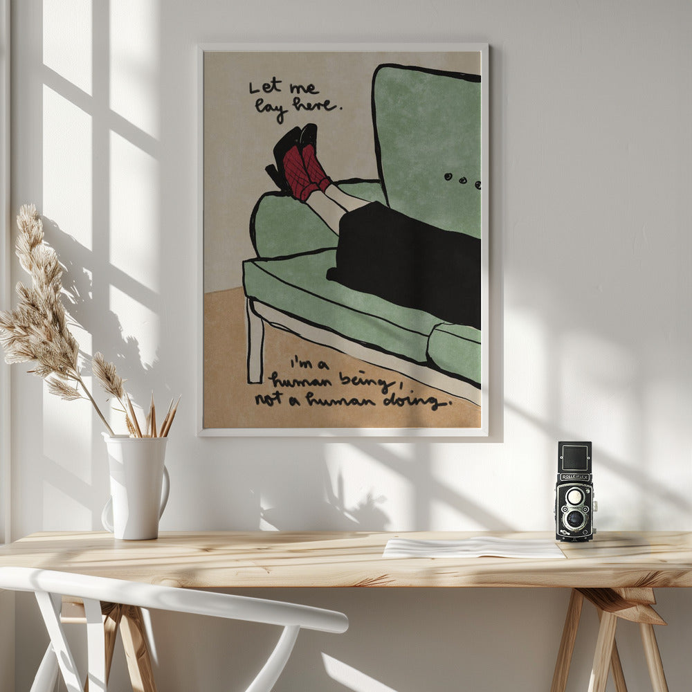Let me lay here Wall Artwork In White Floating Frame