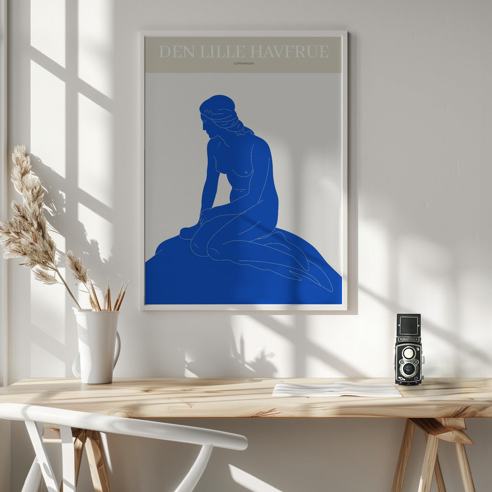 Den lille havfrue Wall Artwork In White Floating Frame