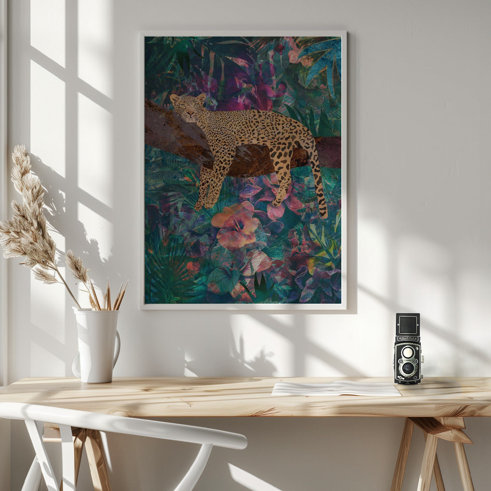 Artwork Leopard Jungle2 0636X48inches- White Frame