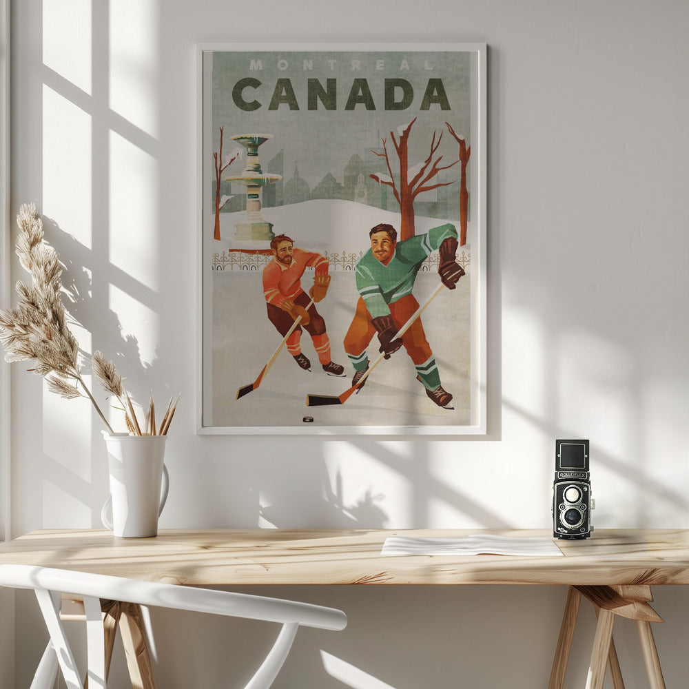 Montreal Canada Pond Hockey Guys Wall Artwork In White Floating Frame