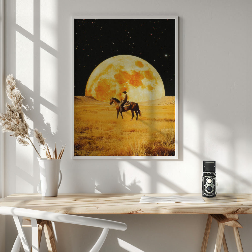 Artwork Lunar Cowboy36X48inches- White Frame