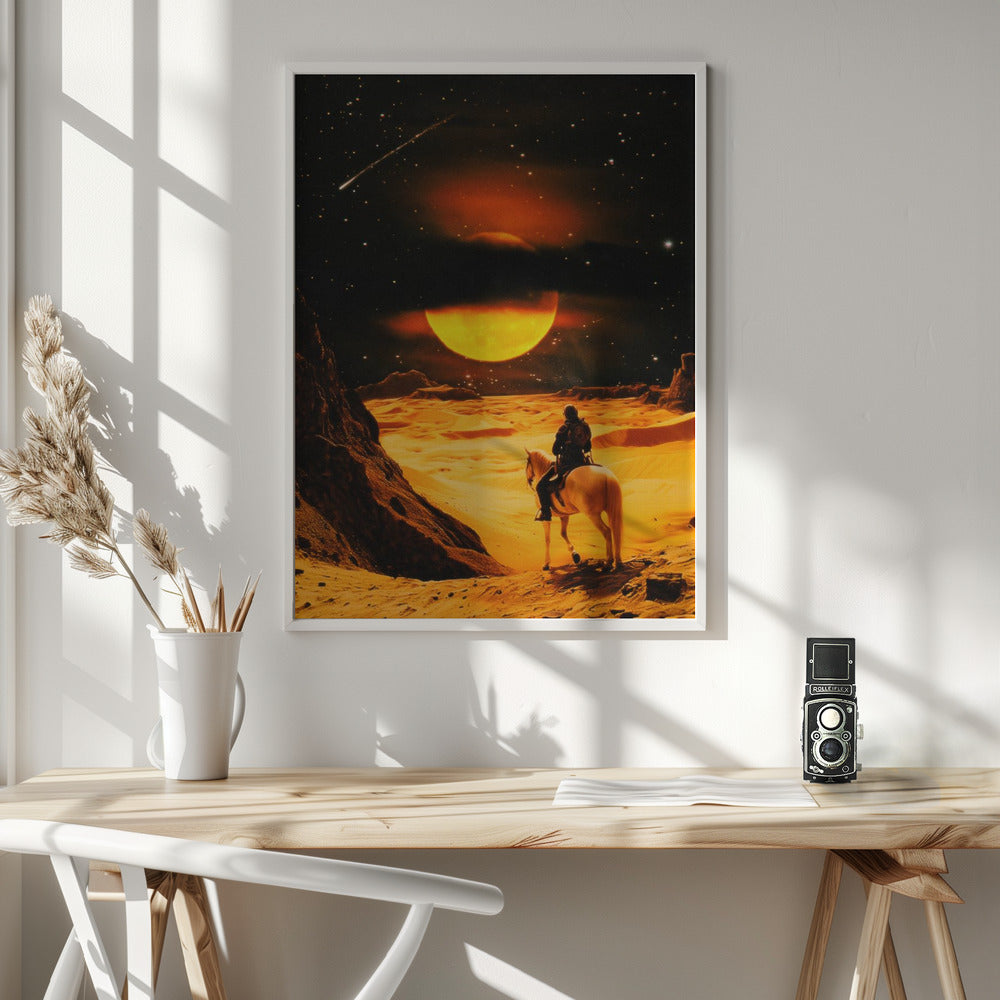 Artwork Western Space Adventure36X48inches- White Frame