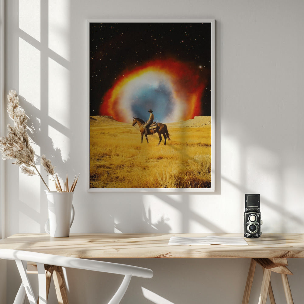Artwork Nebula Cowboy36X48inches- White Frame